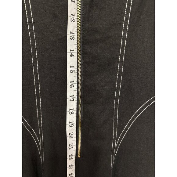 Jason Wu Women's Dress Linen Viscose Blend Sleeveless Black Midi A-Line Size 2 - Picture 9 of 12